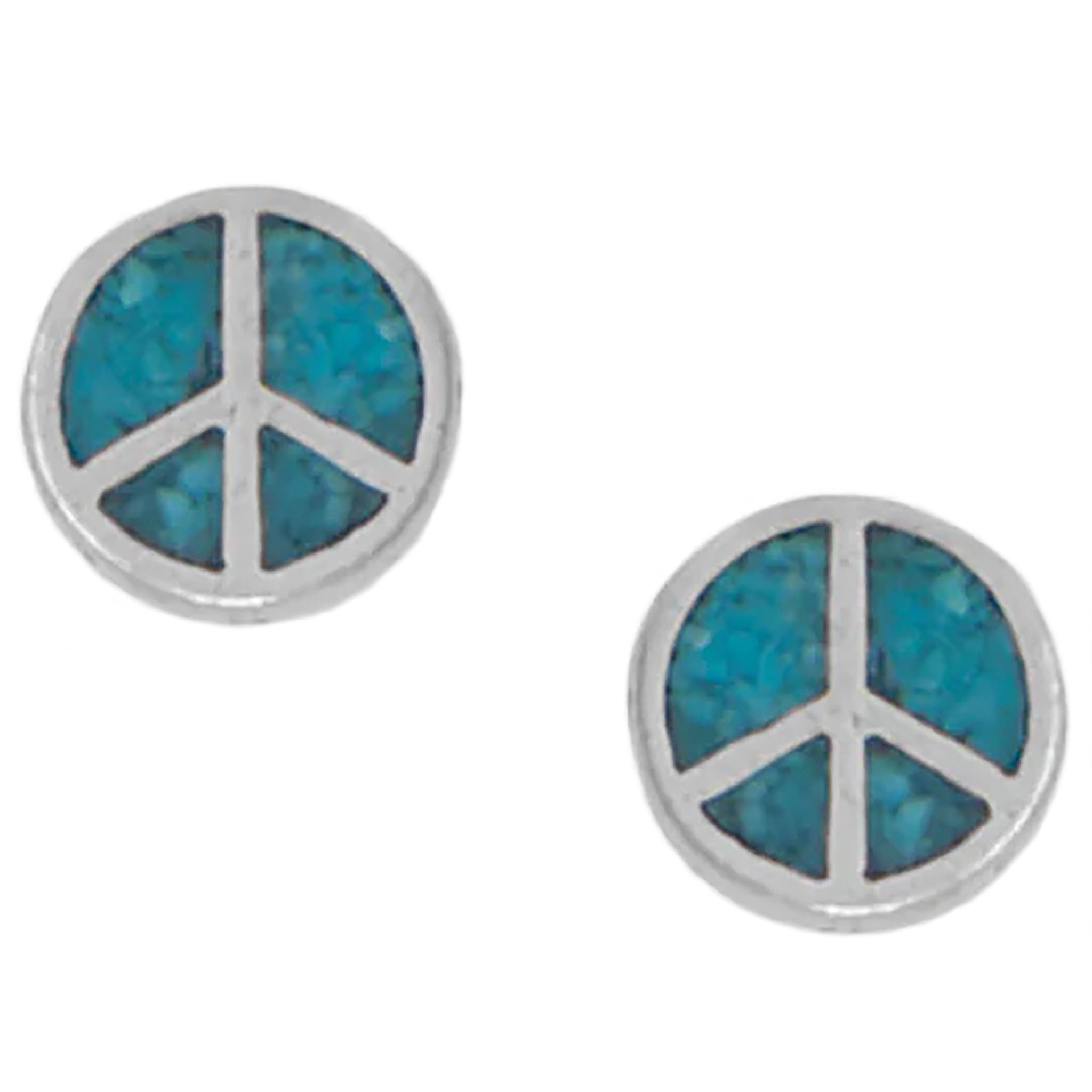 Turquoise Chip Peace Sign Earrings