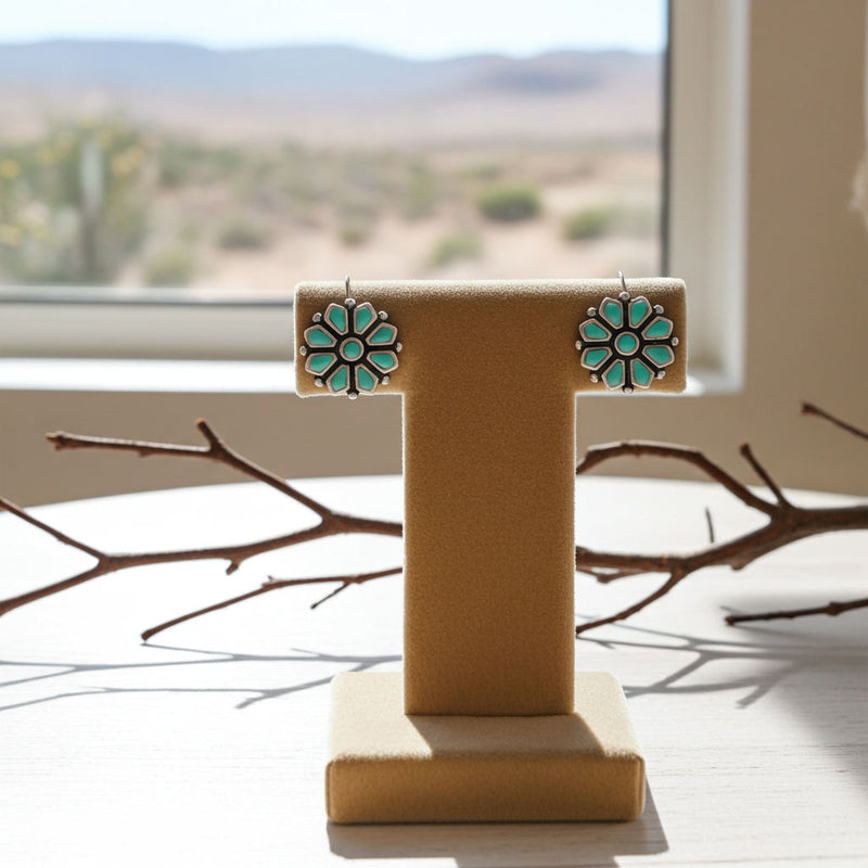 Turquoise Cluster Earrings on Display