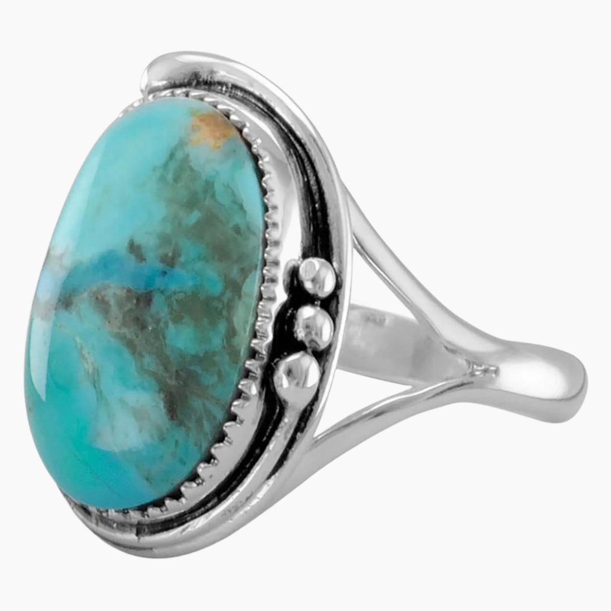 Turquoise Floral Design Ring Left Side