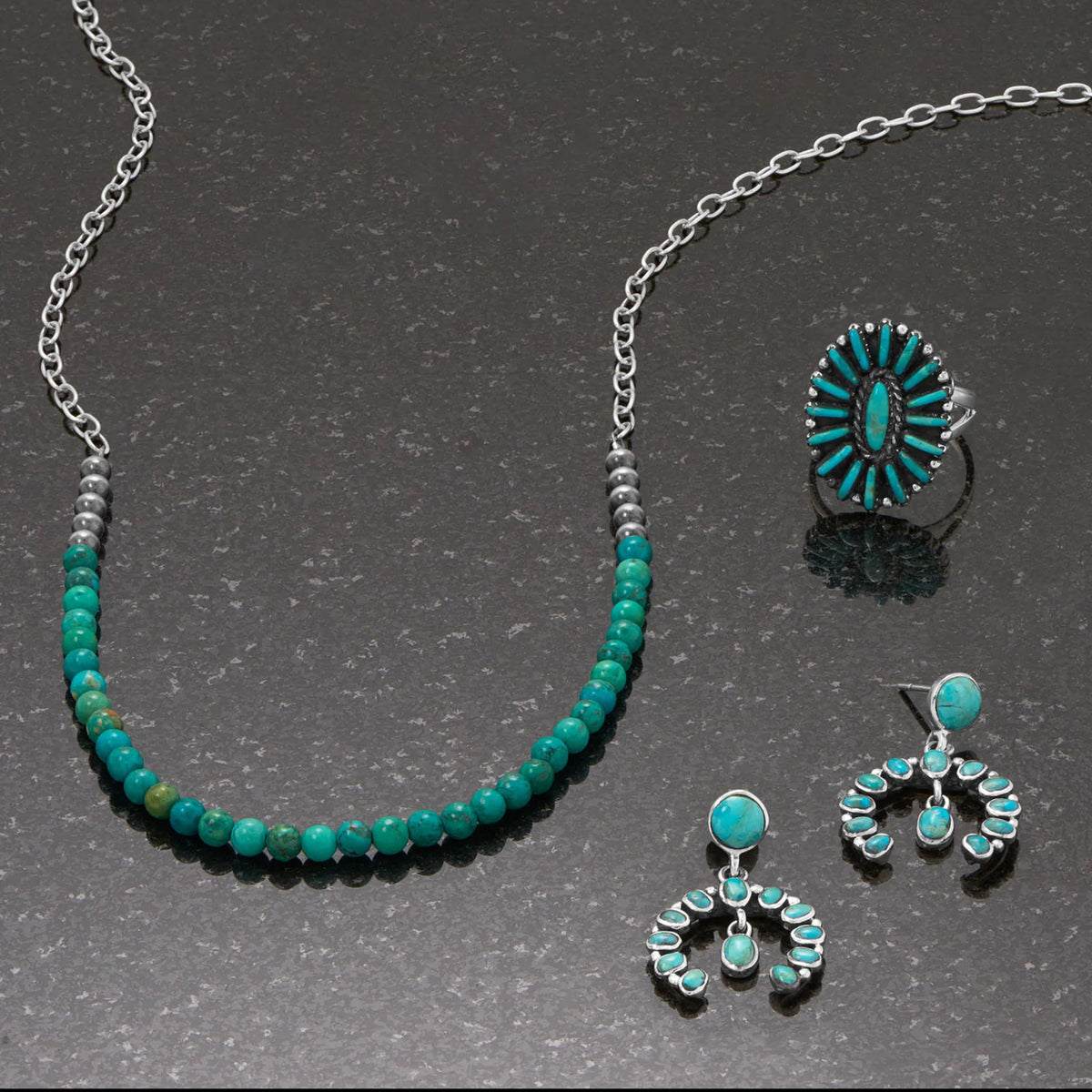 Turquoise Flower Design Ring Example