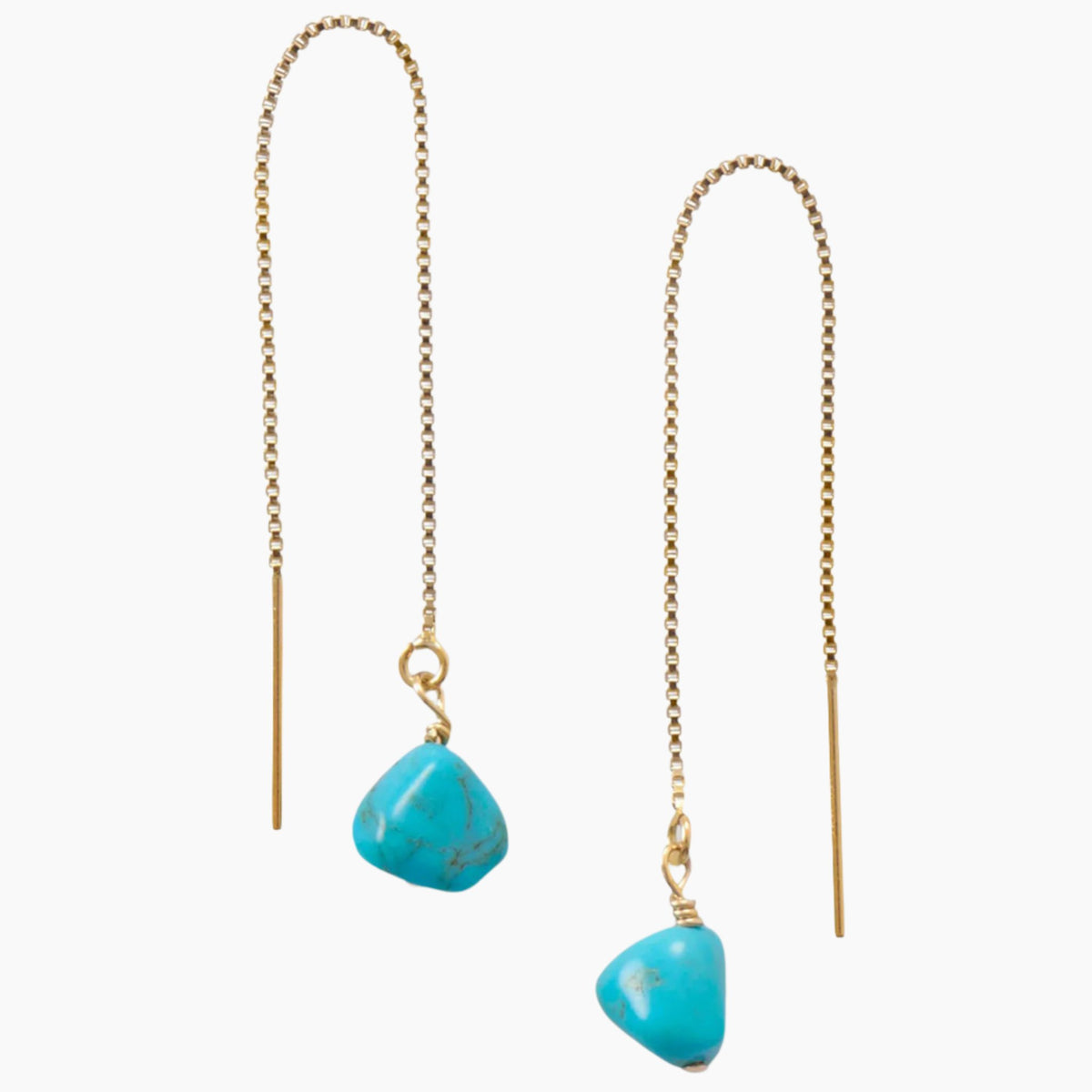 Turquoise Gold Filled Threader Earrings
