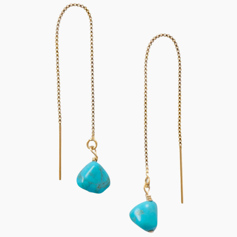 Turquoise Gold Filled Threader Earrings