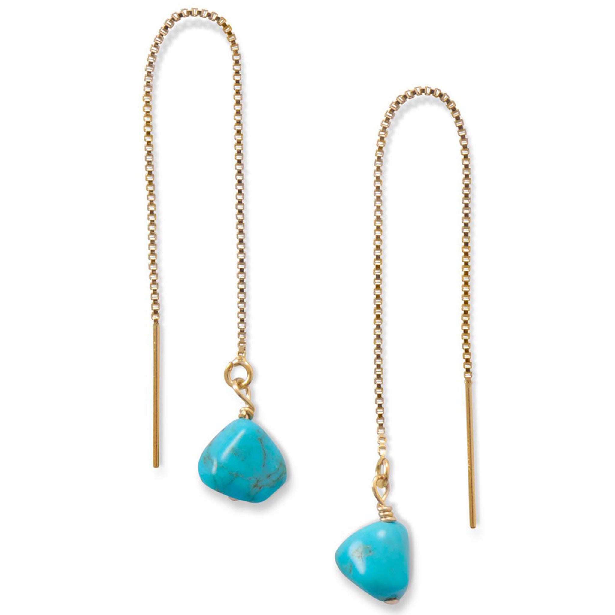 Turquoise Gold Filled Threader Earrings