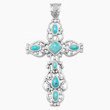 Turquoise Scroll Design Cross Pendant