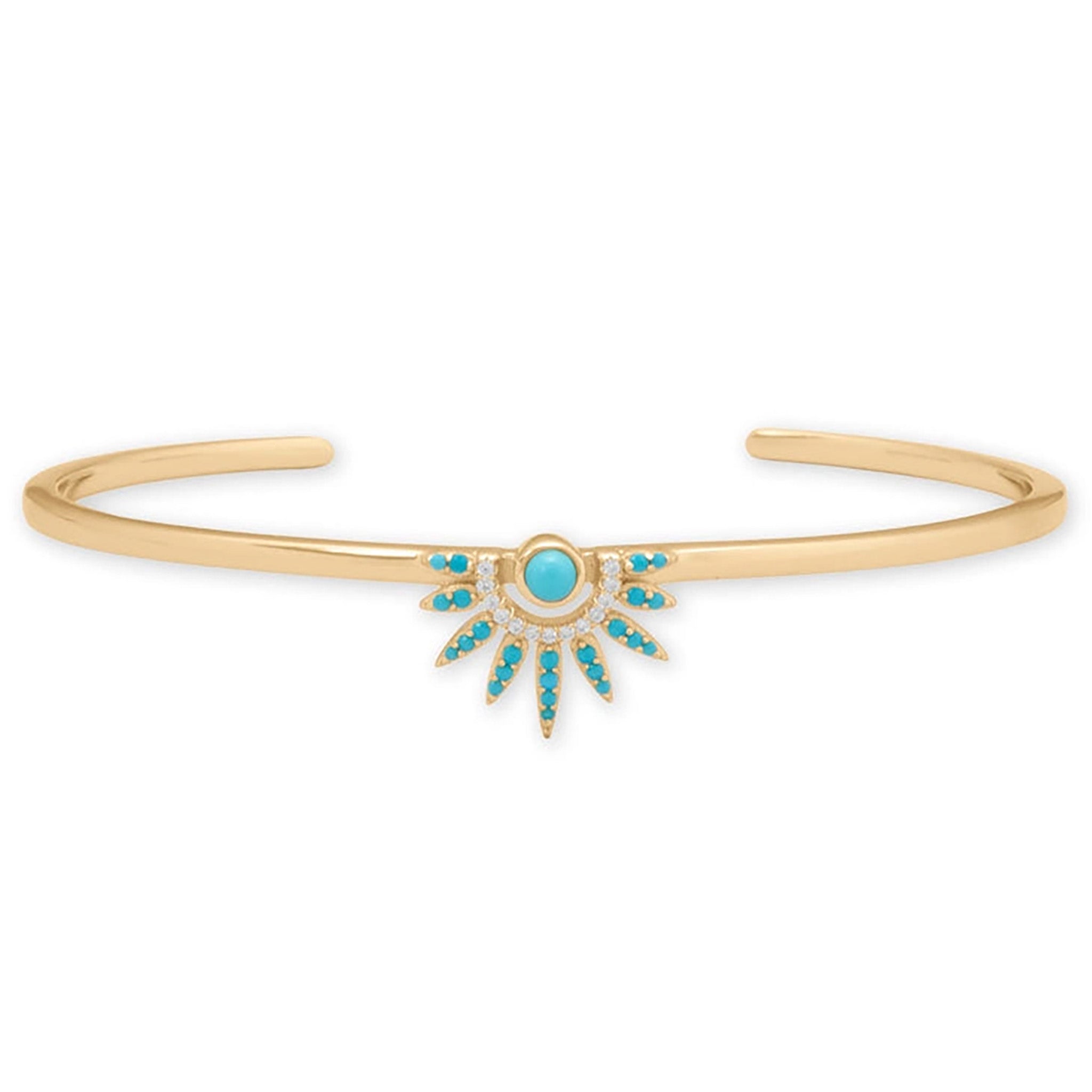 Turquoise Zirconia Sunray Cuff Bracelet