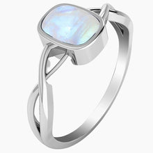 Twist Design Rainbow Moonstone Ring Side View