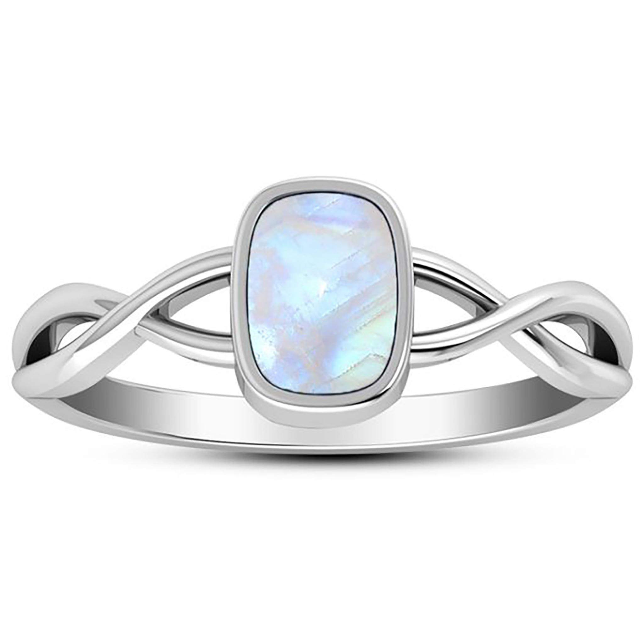 Twist Design Rainbow Moonstone Ring