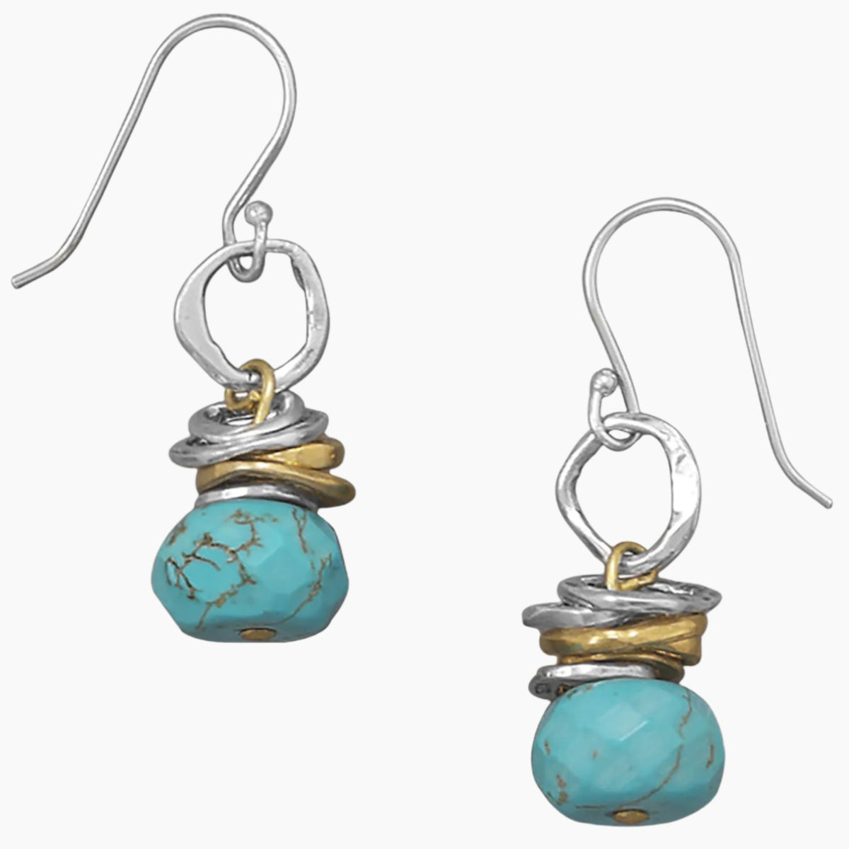 Two Tone Turquoise Drop Earrings