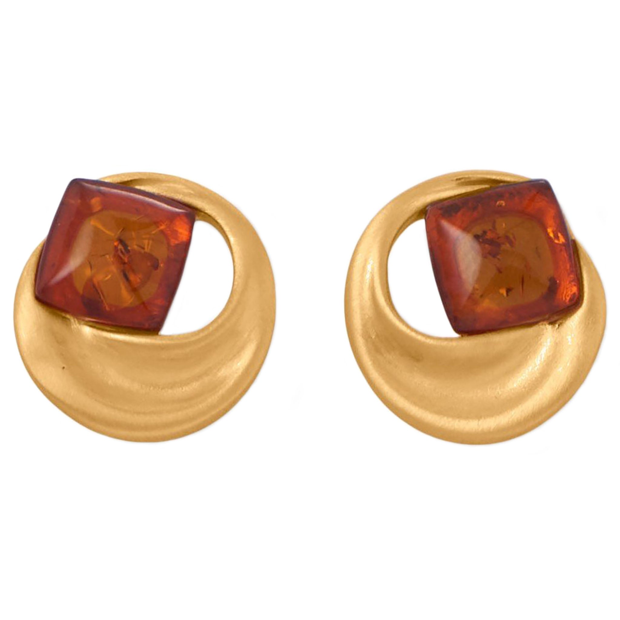 Wave Design Amber Earrings