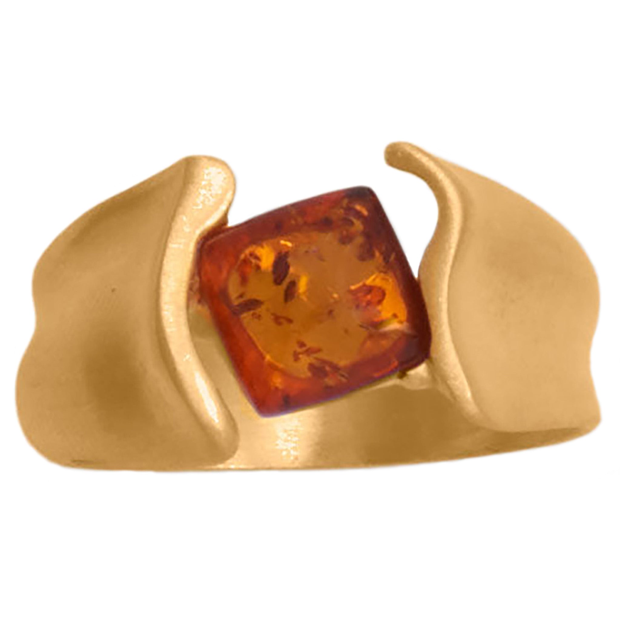 Wave Design Amber Ring