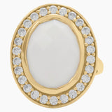 White Agate with Cubic Zirconia Ring
