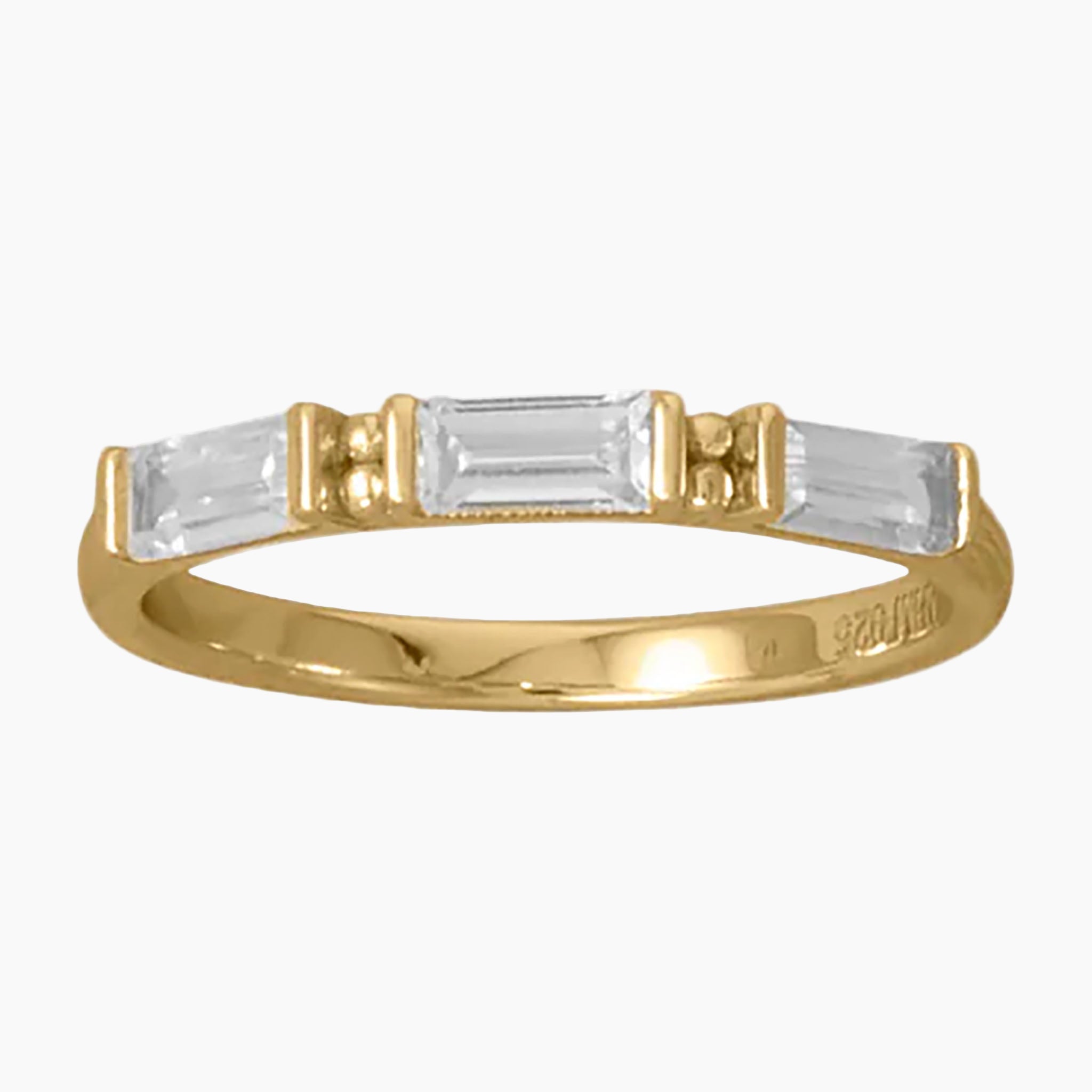 White Baguette Cubic Zirconia Gold Ring