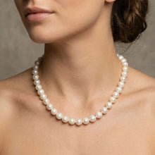 White Cultured Freshwater Pearl Necklace on Neck