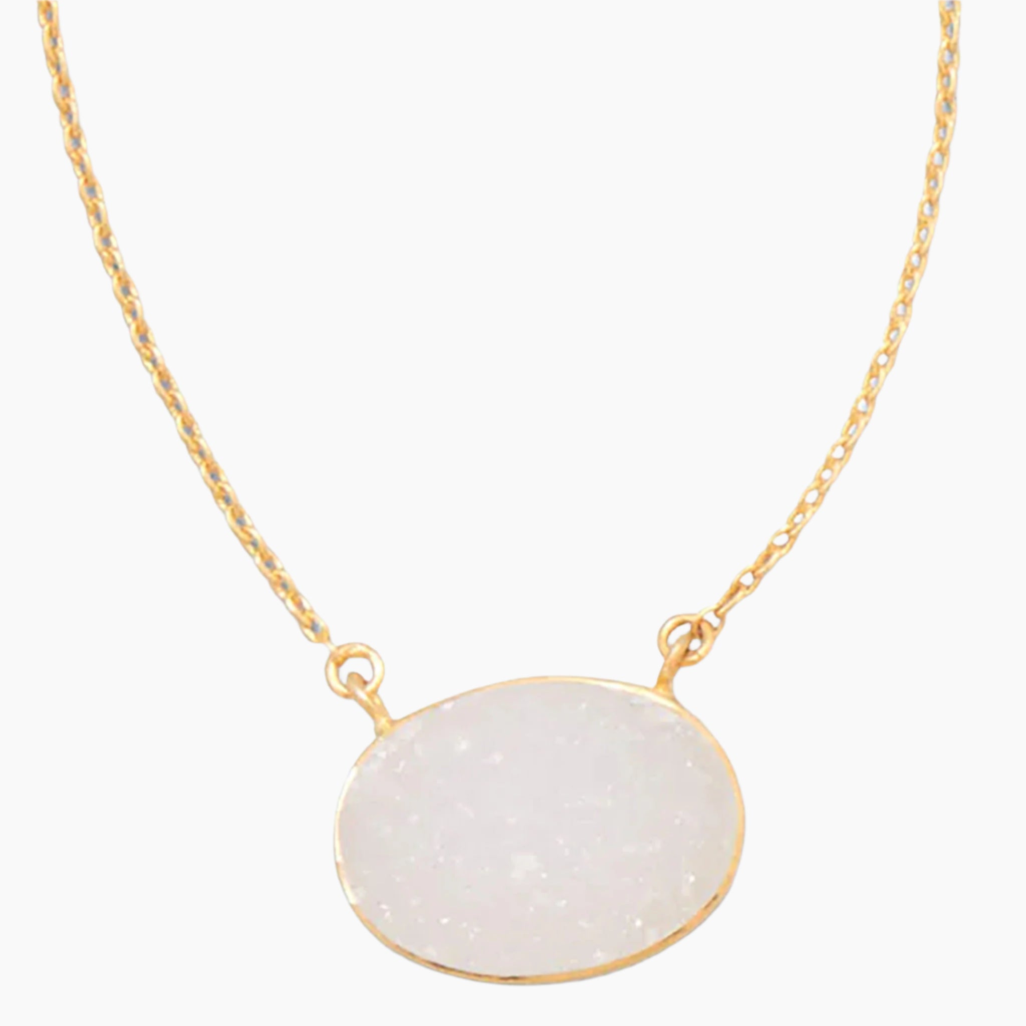 White Druzy Gold Necklace