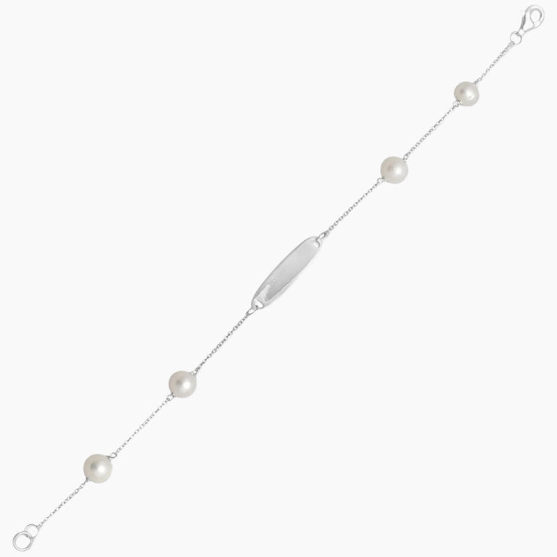 White Freshwater Pearl ID Bracelet
