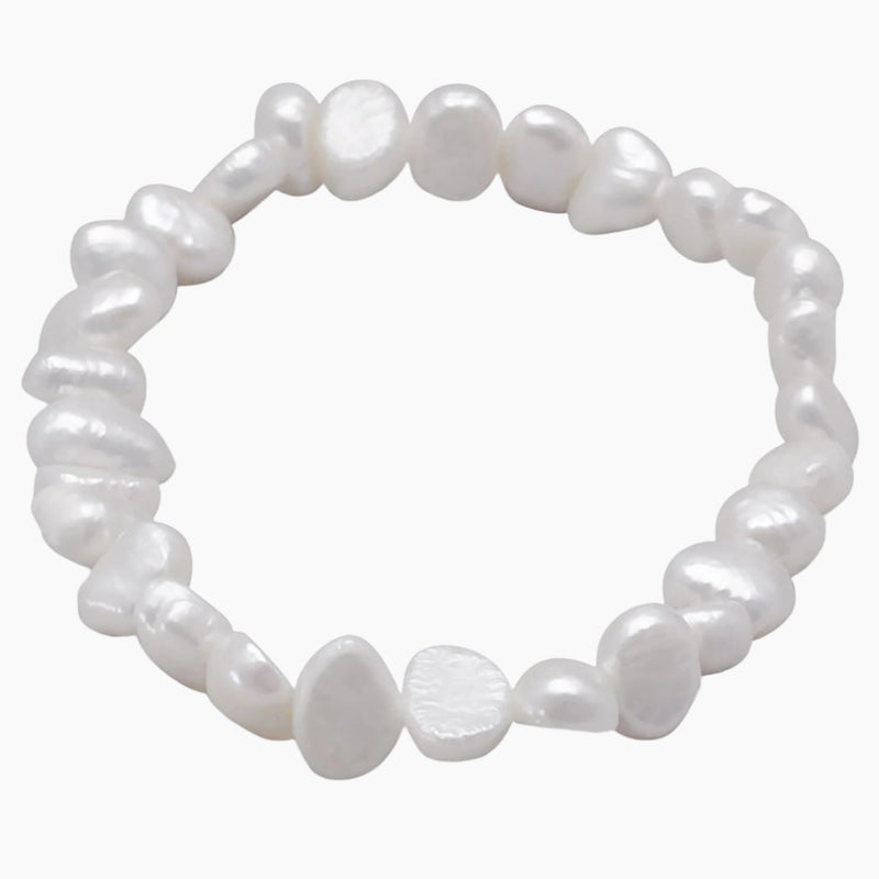 White Freshwater Pearl Stretch Bracelet