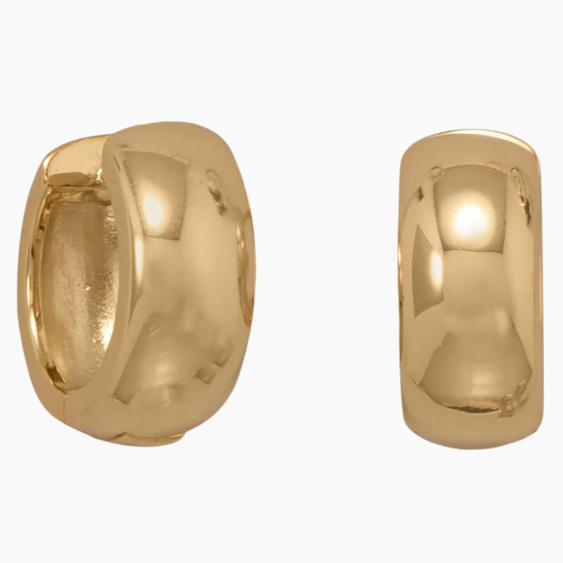 Wide Huggie Hoop Gold Earrings