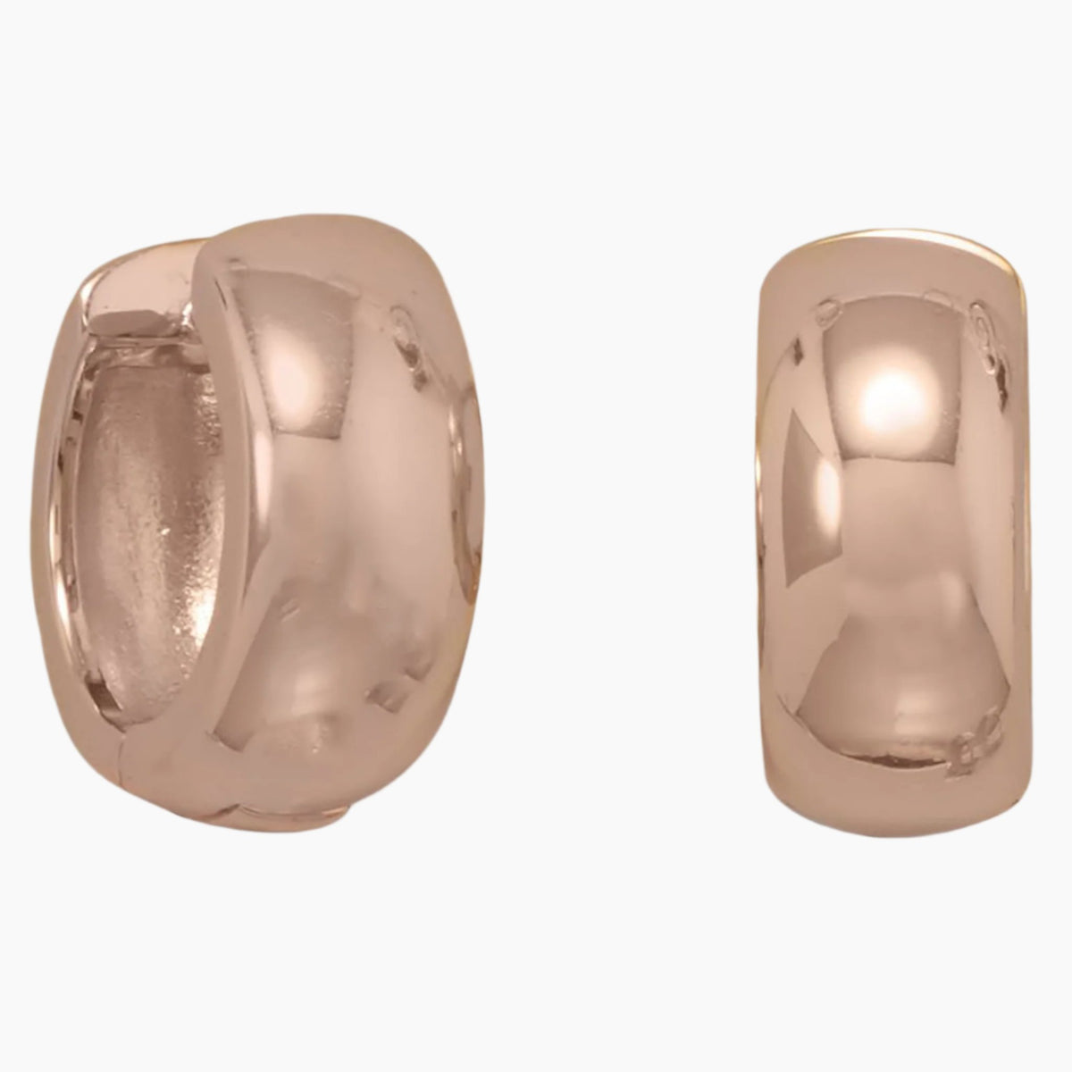 Wide Huggie Hoop Rose Gold Earrings