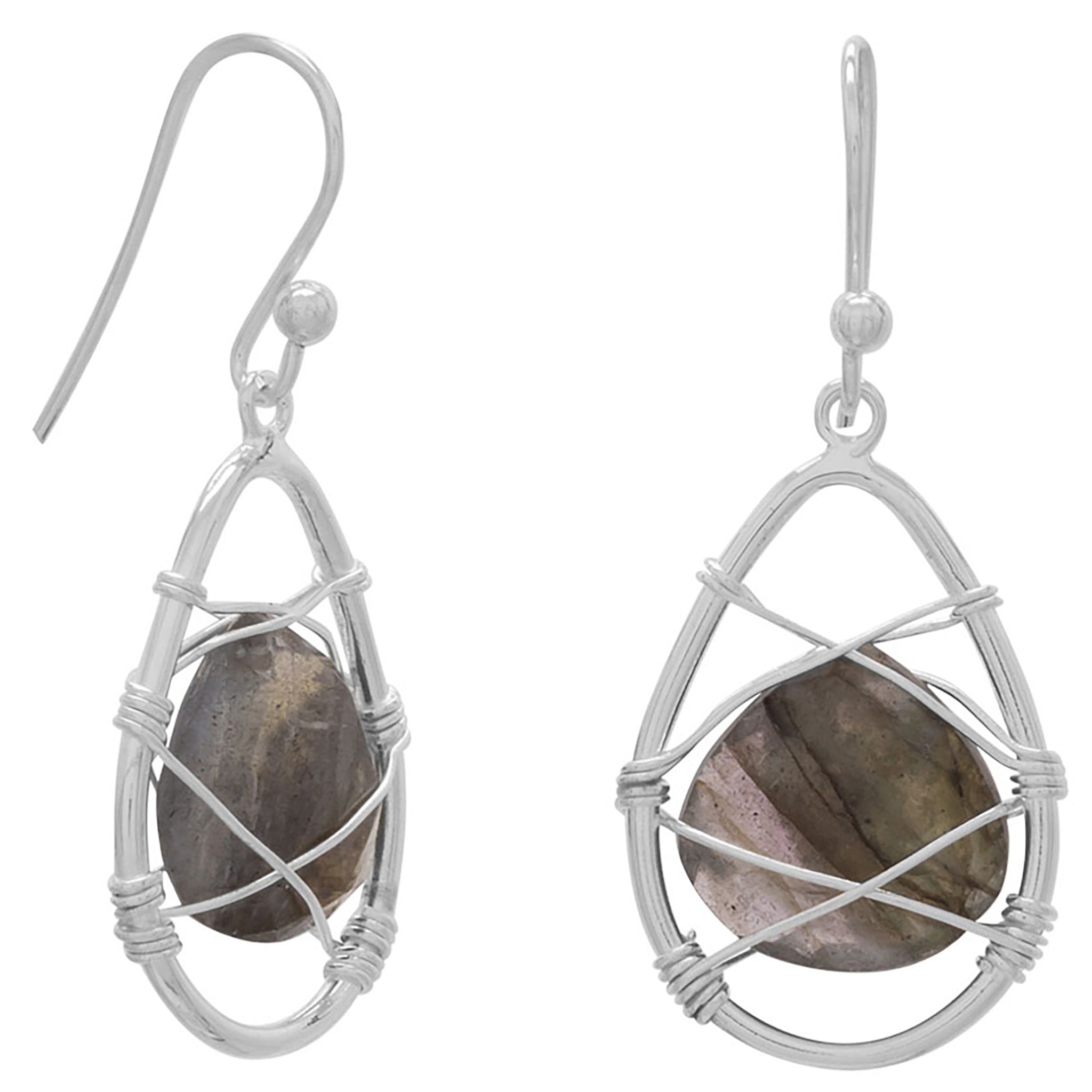 Wire Wrap Labradorite Earrings