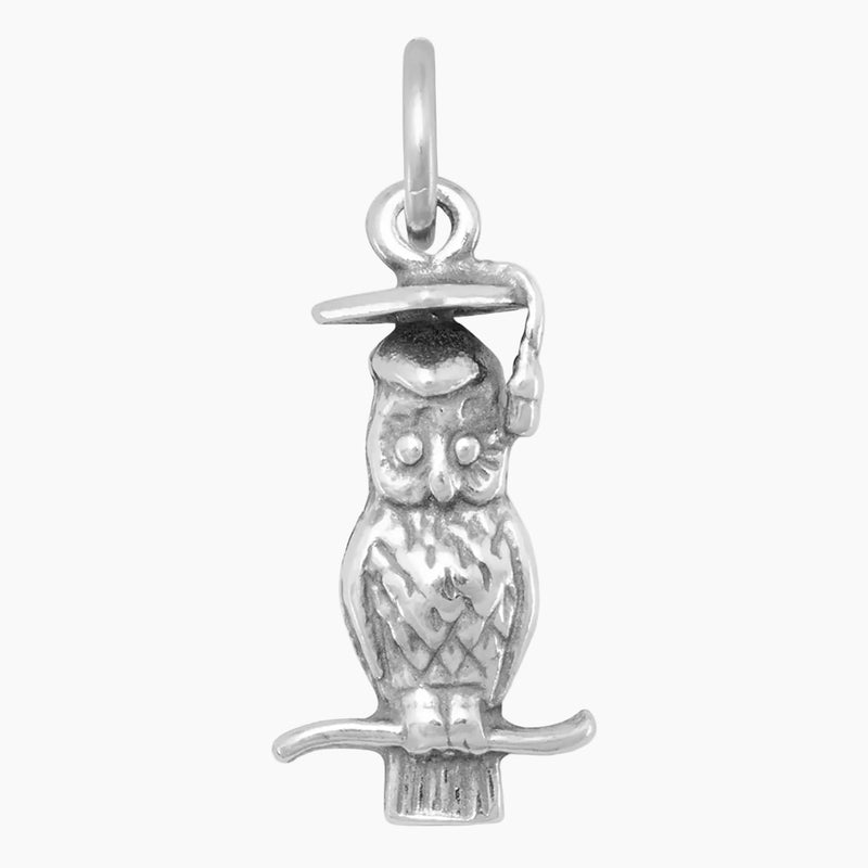 Wise Owl with Graduation Cap Charm