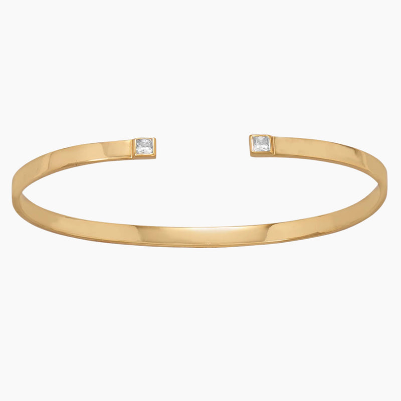 Zirconia Accent Gold Cuff Bracelet
