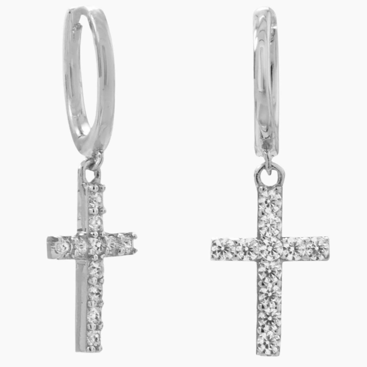 Zirconia Cross Hoop Earrings
