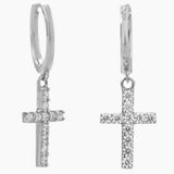 Zirconia Cross Hoop Earrings