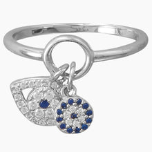 Zirconia Evil Eye Charm Ring