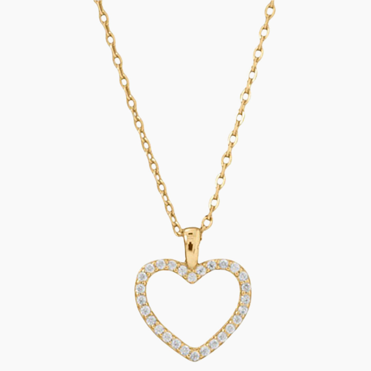 Zirconia Heart Gold Necklace