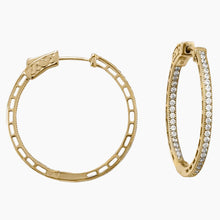 Zirconia In-Out Gold Hoop Earrings Side View