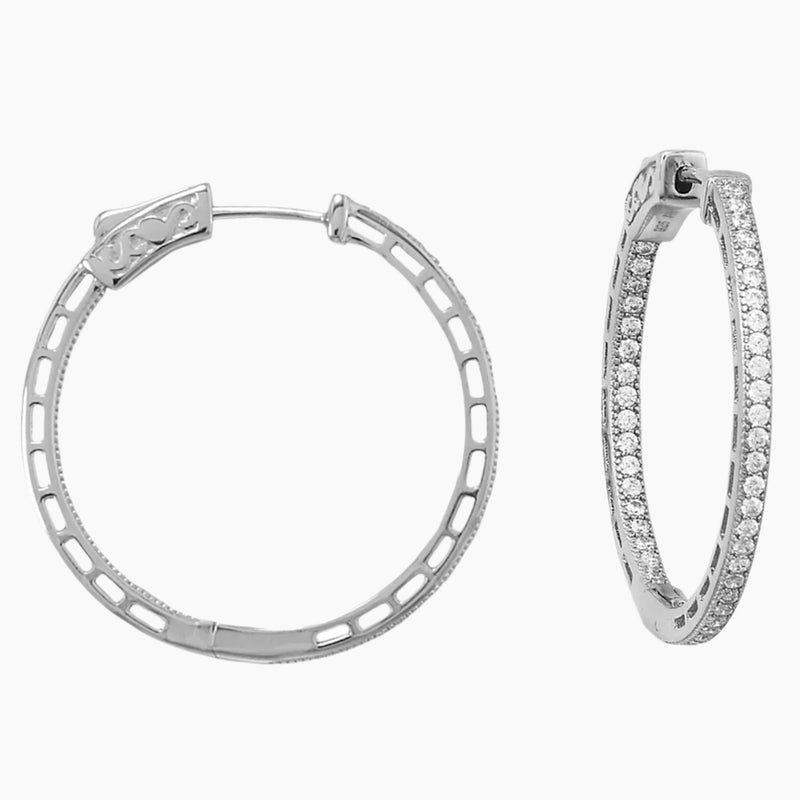 Zirconia In-Out Hoop Earrings Side View