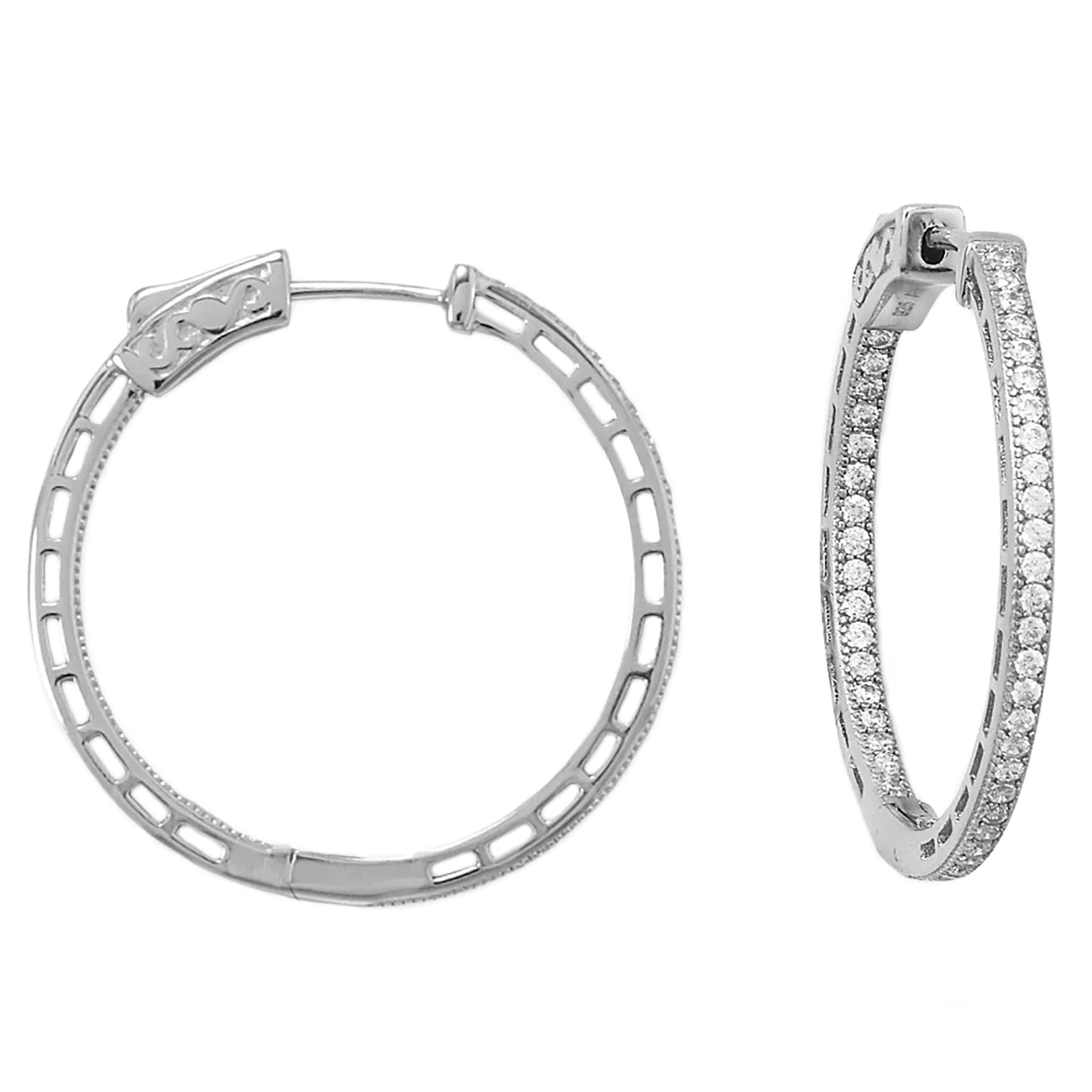 Zirconia In-Out Hoop Earrings Side View