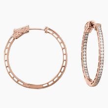 Zirconia In-Out Rose Gold Hoop Earrings Side View