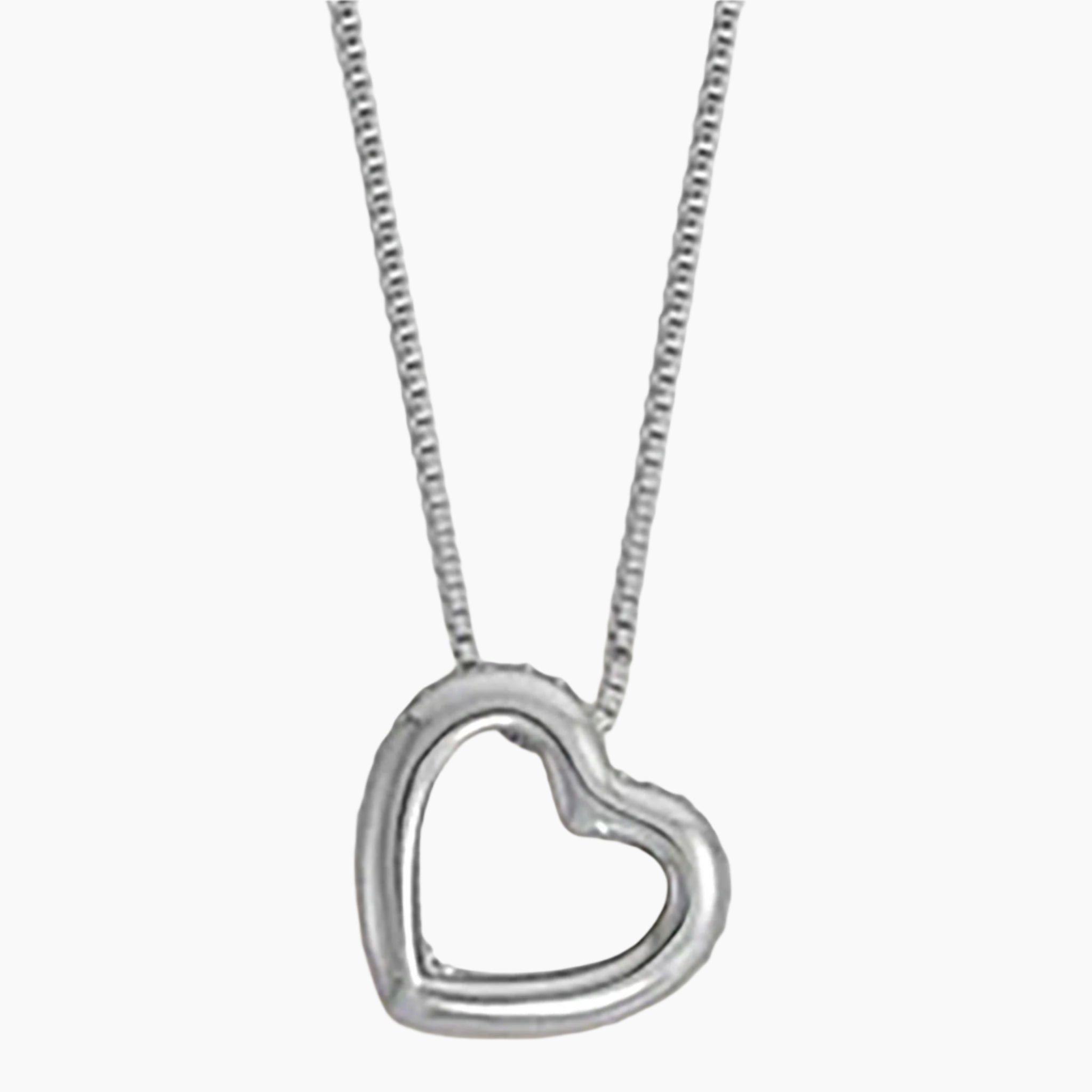 Zirconia Lined Floating Heart Necklace Front View