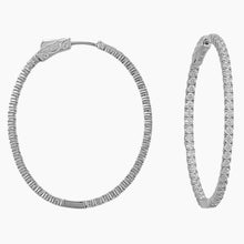 Zirconia Oval Hoop Earrings Side View